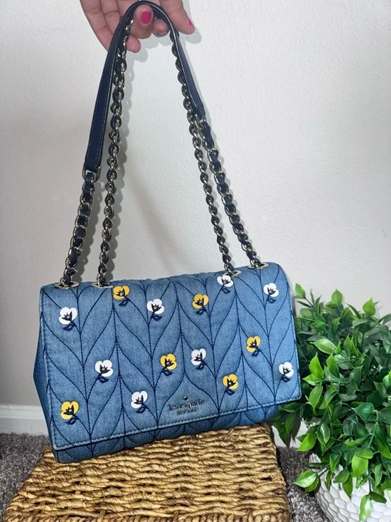 Kate Spade New York Briar Lane Quilted Denim Appliqué Emelyn Purse - Picture 2 of 12